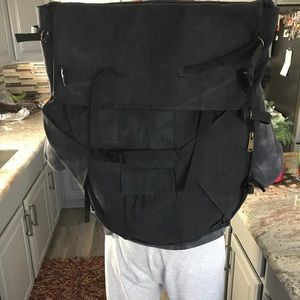 New, large, heavy duty canvas backpack/overnight or hiking - black